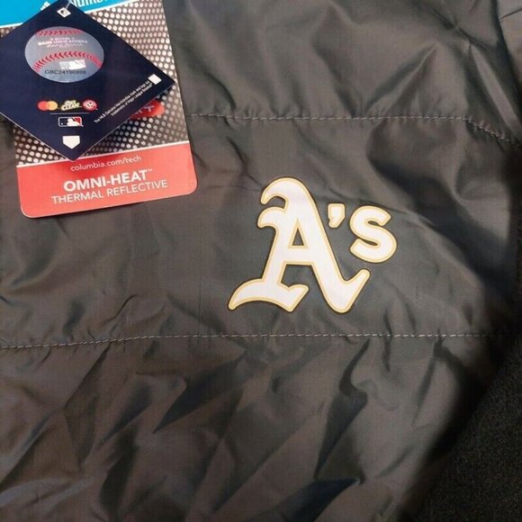 Columbia MLB Oakland A's Basin Butte Fleece Full Zip Jacket Mens Size XXL Black - Picture 3 of 5
